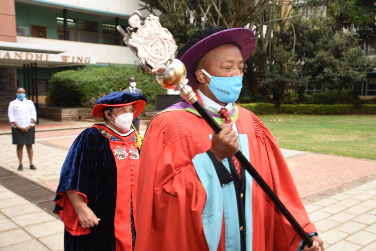 The Mace Bearer during  University of Nairobi 63th Graduation Ceremony
