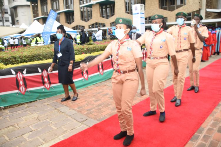 The Scouts parade  during University of Nairobi 63th Graduation Ceremony