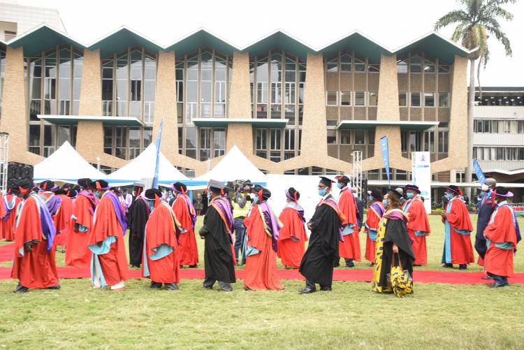 The Academic Procession  at the Great Court during University of Nairobi 63th Graduation Ceremony