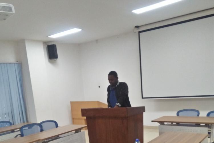 fidelis makali presenting his research project